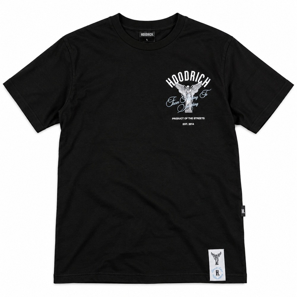Hoodrich Angel Graphic T Shirt Mens Large Black Short Sleeve Streetwear T-Shirt